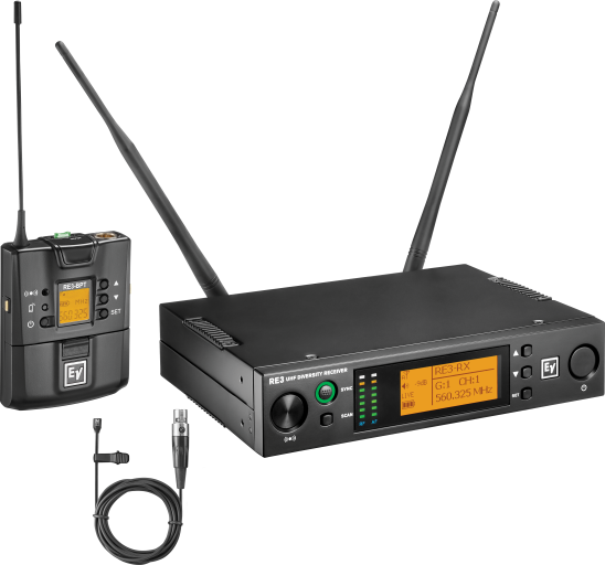 RE3 BPOL UHF wireless set featuring OL3 omnidirectional lavalier