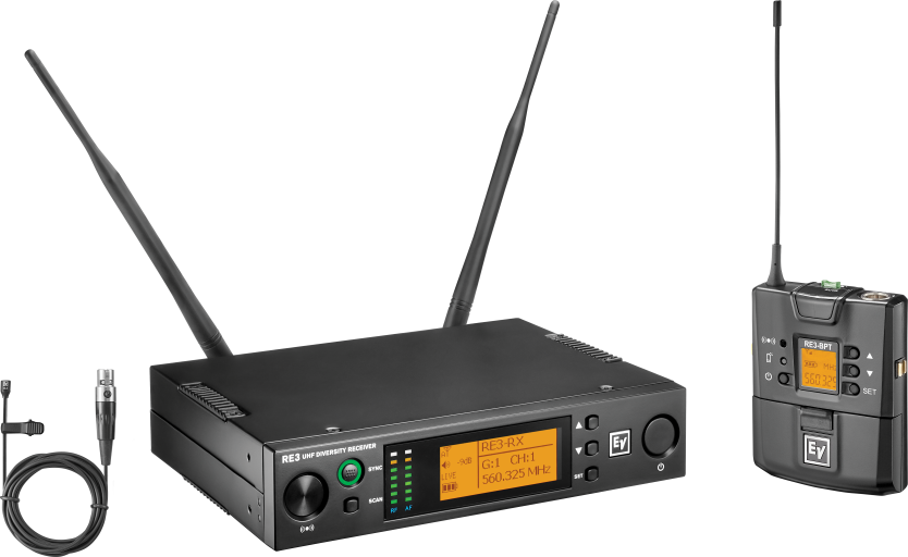 RE3 BPOL UHF wireless set featuring OL3 omnidirectional lavalier