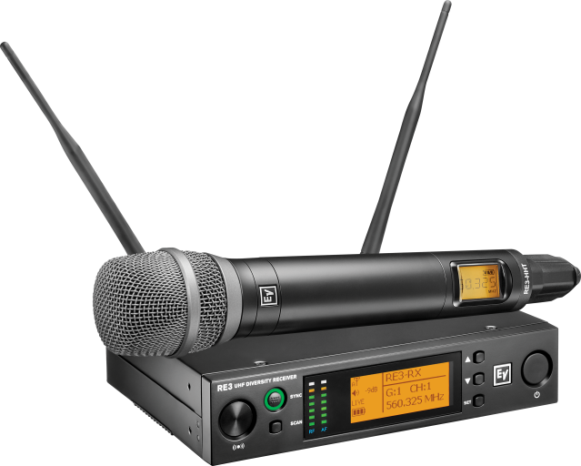 RE3 RE520 UHF wireless set featuring RE520 condenser supercardioid