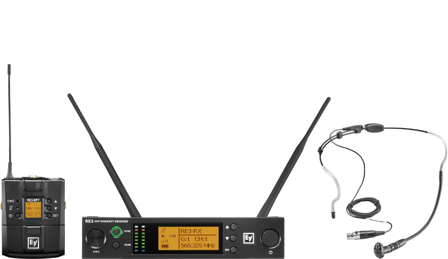 RE3 BPHW UHF wireless set containing the HW3 supercardioid