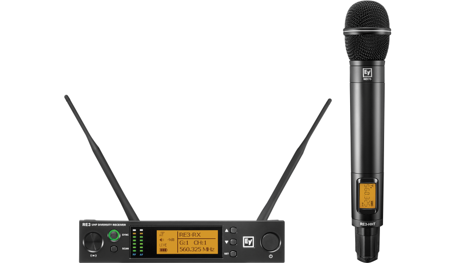 RE3 ND76 UHF wireless set featuring ND76 dynamic cardioid